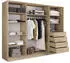Masseno TARI Schwebetürenschrank 3-türig mit Spiegel, 4 Schubladen, Sonoma Eiche, 250x205x58cm (SZAFA TARI 250 KOLOR-SONOMA + OKUCIA SREBRNE)