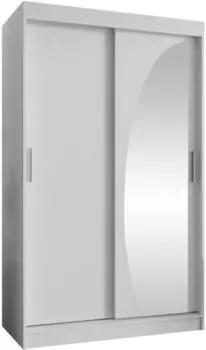 Mirjan24 Wika 120 Schwebetürenschrank mit Spiegel, Weiß, 120x200x62cm