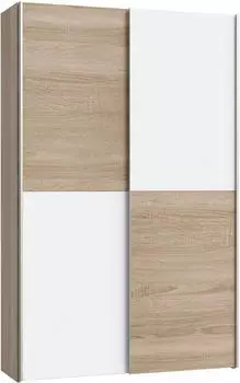 Generique OZZULA Schiebet&uuml;renschrank 2-t&uuml;rig, Wei&szlig; Matt / Helle Eiche, 120x41,6x190,5cm (OZZULA)