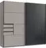 Wimex Tilburg Schwebetürenschrank Saharagrau, Glastüren Schwarz 225x208x64cm