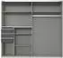 Wimex Tilburg Schwebetürenschrank Saharagrau, Glastüren Schwarz 225x208x64cm