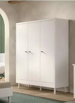 Home Affaire Forrest Kleiderschrank 3 Dreht&uuml;ren Soft-Close Massivholz wei&szlig; 145,8x190x55cm
