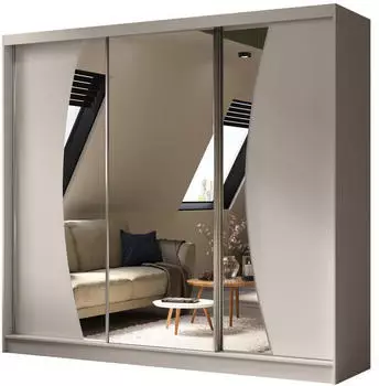 Beautysofa VOX Schwebetürenschrank mit Spiegel, Kaschmir, 240x216x61cm (VOX 240)