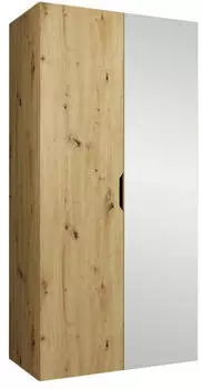 Mirjan24 Malaga 100 Dreht&uuml;renschrank mit Frontspiegel, Eiche Artisan, 100x202x52cm