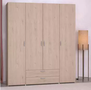 Parisot VARIA Kleiderschrank Eiche/Wei&szlig; 4 T&uuml;ren 2 Schubladen 160x185x51cm