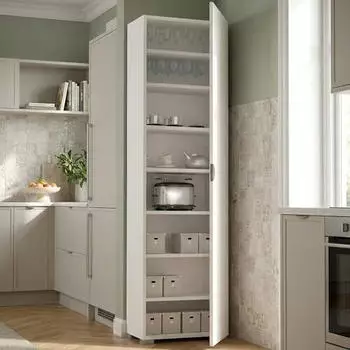 Dmora Fiordaliso Mehrzweckschrank 1 Tür, 7 Böden, 50x30x182cm, Weiß (8052773611923)