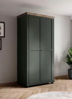 Home Affaire Evora Kleiderschrank 2-t&uuml;rig, 108cm, MDF, gr&uuml;n/Lefkas Eiche (7320786)