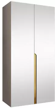 Mirjan24 Mila III 100 Kleiderschrank 2-t&uuml;rig mit Spiegel, Cashmere/Gold (100x202x52cm)