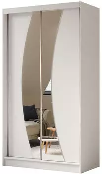 Beautysofa VOX II Schwebetürenschrank mit Spiegel und Schubladen, Weiß, 120x216x61cm