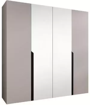 Mirjan24 Mila II 200 Kleiderschrank 4-t&uuml;rig mit Spiegel, Cashmere/Schwarz (200x202x52cm)