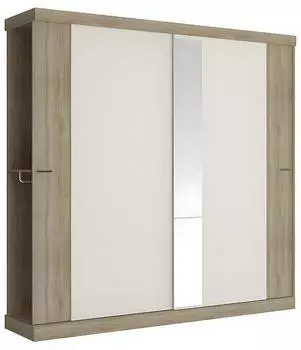 Kauf-Unique ADALRIK II Kleiderschrank 2 Schiebet&uuml;ren mit Spiegel, 231cm, Natur & Elfenbein (ADALRIK II)