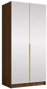 Mirjan24 Bono III Drehtürenschrank 5 Fächer, Nussbaum/Gold, 100x215x58cm