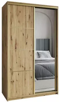 Masseno VARO Schwebet&uuml;renschrank 2-t&uuml;rig mit Spiegel, Eiche Artisan, 120x205x60cm (SZAFA VARO 120 - 4 ARTISAN+OK.ZŁOTY)