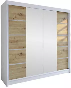 Mirjan24 Talin V Schwebet&uuml;renschrank mit Spiegel, 2-t&uuml;rig, 180x215x58cm (Talin V)