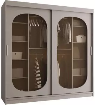 Mirjan24 Bahrajn 200 Schwebet&uuml;renschrank mit Schubladen, Kaschmir, 200x200x62cm