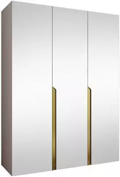 Mirjan24 Mila III 150 Dreht&uuml;renschrank mit Spiegel, 3 T&uuml;ren, Cashmere/Gold (150x202x52cm)