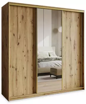 Masseno TAVI Schwebet&uuml;renschrank 180x205x60cm 3-t&uuml;rig mit Spiegel, Eiche Artisan (SZAFA TAVI 180 - 1 ARTISAN+OK.ZŁOTY)
