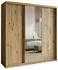 Masseno TAVI Schwebetürenschrank 180x205x60cm 3-türig mit Spiegel, Eiche Artisan (SZAFA TAVI 180 - 1 ARTISAN+OK.ZŁOTY)