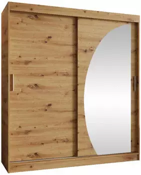 Mirjan24 Wika 180 Schwebet&uuml;renschrank mit Spiegel, Artisan Eiche, 180x200x62cm