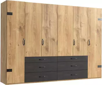 Wimex Detroit Kleiderschrank Plankeneiche 6 T&uuml;ren 6 Schubladen 300x218x58cm (38224254-0)