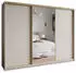 Masseno TAVI Schwebetürenschrank 3-türig mit Spiegel, 4 Schubladen, 250x205x60cm, Kaschmir/Gold (SZAFA TAVI 250 - 1 KASZMIR+OK.ZŁOTY)