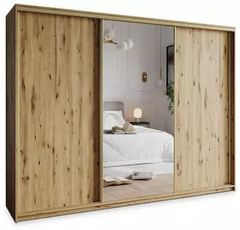 Masseno TAVI Schwebet&uuml;renschrank 250x205x60cm 3-t&uuml;rig mit Spiegel, Eiche Artisan (SZAFA TAVI 250 - 1 ARTISAN+OK.ZŁOTY)
