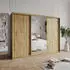 Masseno TAVI Schwebetürenschrank 250x205x60cm 3-türig mit Spiegel, Eiche Artisan (SZAFA TAVI 250 - 1 ARTISAN+OK.ZŁOTY)