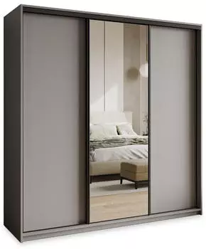 Masseno TAVI Schwebet&uuml;renschrank 3-t&uuml;rig mit Spiegel, 180x205x60cm, Graphit (SZAFA TAVI 180 - 1 SZARY+OK.CZARNY)