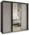 Masseno TAVI Schwebetürenschrank 3-türig mit Spiegel, 180x205x60cm, Graphit (SZAFA TAVI 180 - 1 SZARY+OK.CZARNY)
