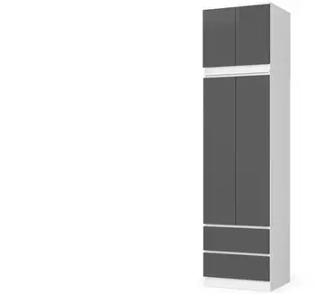 Akord Furniture Factory Sara Kleiderschrank mit Aufsatz 2-türig, 2 Schubladen, 60x51x234cm (S60)