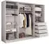 Masseno PINA Schwebetürenschrank 3-türig mit Spiegel, 4 Schubladen, 270x205x58cm, Kaschmir