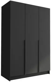 Mirjan24 Calia I Kleiderschrank 3-türig, Kleiderstange, Metallgriffe, Schwarz, 150x215x58cm