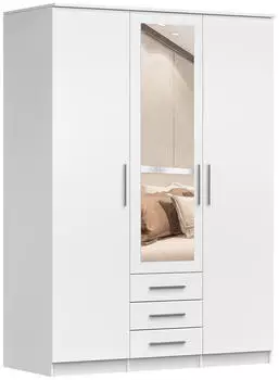 Fabryka Mebli Idźczak Szantal 3D Dreht&uuml;renschrank mit Spiegel 150cm Wei&szlig; (Szantal 3D)