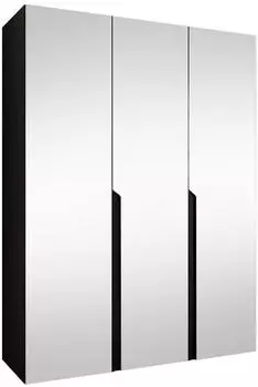 Mirjan24 Mila III 150 Drehtürenschrank mit Spiegel, 3 Türen, Schwarz (150x202x52cm)
