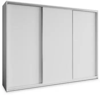 Masseno NISSE Schwebet&uuml;renschrank 3-t&uuml;rig 250x205x60cm, Wei&szlig;/Nickel, 4 Schubladen (SZAFA NISSE 250 - 5 BIAŁY MAT+OK.SATYNA)