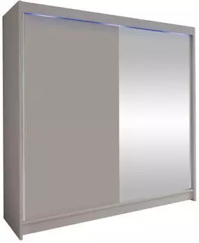 Mirjan24 Talin I Schwebetürenschrank mit Spiegel, RGB LED, Kaschmir, 180x215x58cm