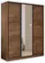 Masseno TARI Schwebetürenschrank 3-türig mit Spiegel & Schubladen 150x205x58cm Eiche Lefkas (SZAFA TARI 150 KOLOR-LEFKAS + OKUCIA CZARNE)