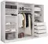 Masseno TARI Schwebetürenschrank 3-türig mit Spiegel, 4 Schubladen, Weiß, 270x205x58cm