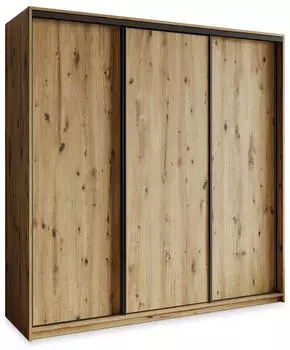 Masseno NISSE Schwebet&uuml;renschrank 3-t&uuml;rig 180x205x60cm Eiche Artisan/Schwarz (SZAFA NISSE 180 - 5 ARTISAN+OK.CZARNY)