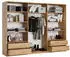 Masseno TAVI Schwebetürenschrank 3-türig mit Spiegel, 4 Schubladen, Craft Eiche Gold, 250x205x60cm (SZAFA TAVI 250 - 1 CRAFT ZŁOTY+OK.ZŁOTY)