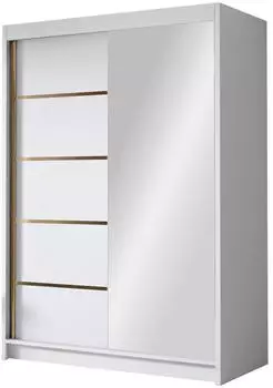 Mirjan24 Lungo III Schiebetürenschrank mit Spiegel, Weiß, 120x200x58cm
