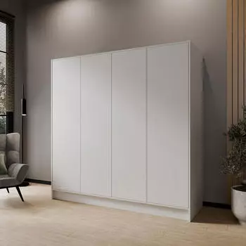 Beautysofa GAVA Drehtürenschrank mit glatten Türen, Weiß, 200cm (GAVA 200)