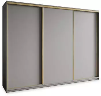 Masseno NISSE Schwebet&uuml;renschrank 3-t&uuml;rig 250x205x60cm Graphit/Gold (SZAFA NISSE 250 - 5 SZARY+OK.ZŁOTY)