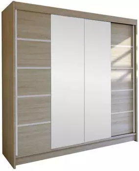 Mirjan24 Talin V Schwebetürenschrank mit Spiegel, 2-türig, Kaschmir, 180x215x58cm