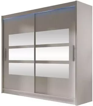 Mirjan24 London III Kleiderschrank Schiebet&uuml;r mit Spiegel, 180x215x58cm, RGB LED