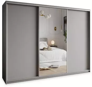 Masseno TAVI Schwebet&uuml;renschrank 3-t&uuml;rig mit Spiegel, 270x205x60cm, Graphit (SZAFA TAVI 270 - 1 SZARY+OK.SATYNA)