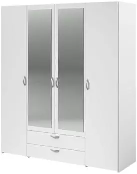Furn.Design Enjour Dreht&uuml;renschrank 4-t&uuml;rig mit Spiegel und Schubladen, 160x185cm (GE4035-05)