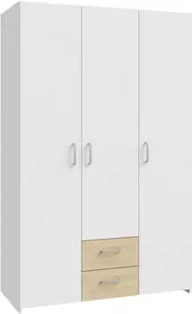 Forte Econobox Dreht&uuml;renschrank 3-t&uuml;rig Wei&szlig;/Puccini Eiche 119,4x190,5x54,4cm (92386259-0)