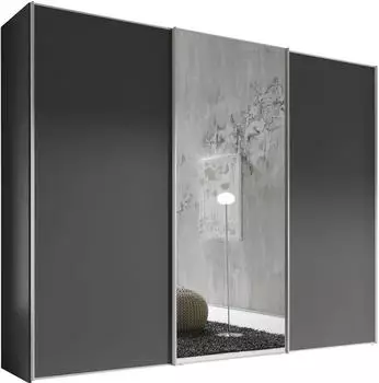 Staud Sinfonie Plus Schwebet&uuml;renschrank mit Spiegelt&uuml;r, Holzwerkstoff, grau (Vulkan), 280x240x68cm
