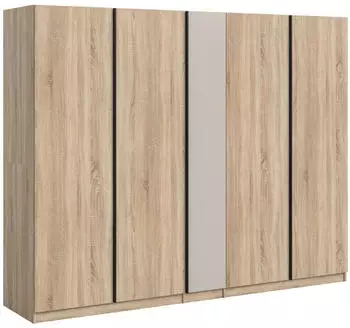 xonox.home Oakland Kleiderschrank 5-t&uuml;rig 230x183x53cm Sonoma Eiche (4066432039748_110d)